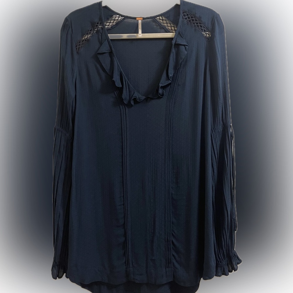 Free People Teal/Navy Dress:Tunic XS/P —— Fits Up to Med